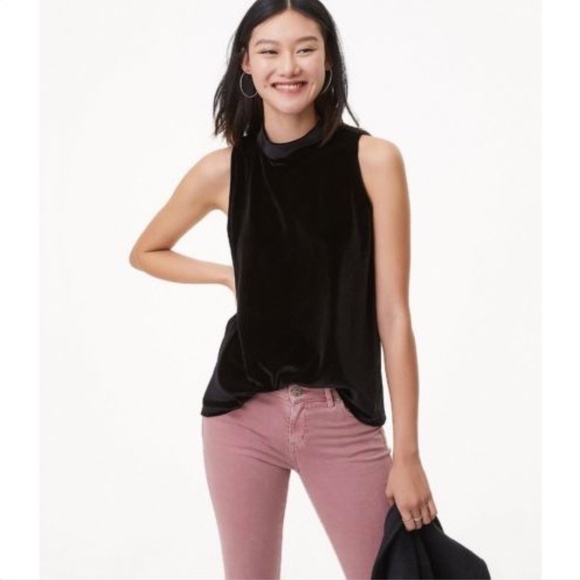 LOFT Tops - LOFT Velvet Mock Neck Swing Shell Blouse Top XL